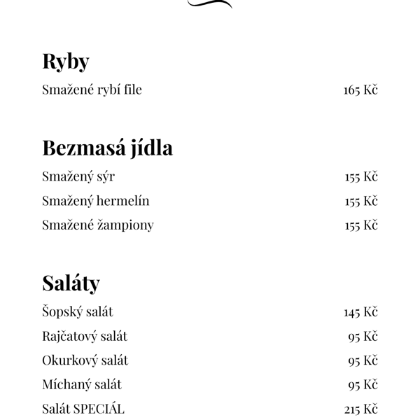 Ryby, Bezmasá jídla a Saláty