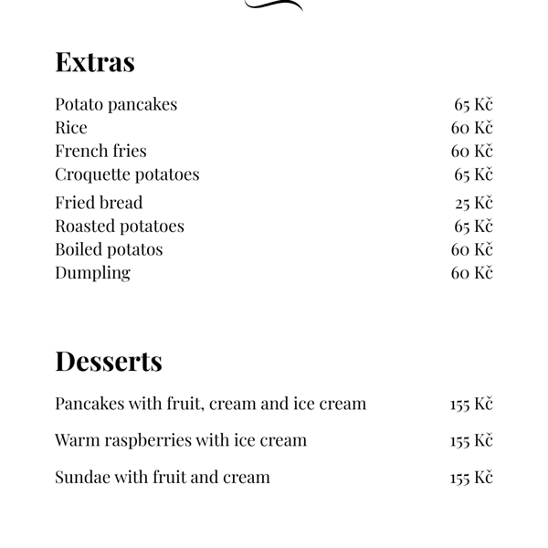 Extras and Desserts