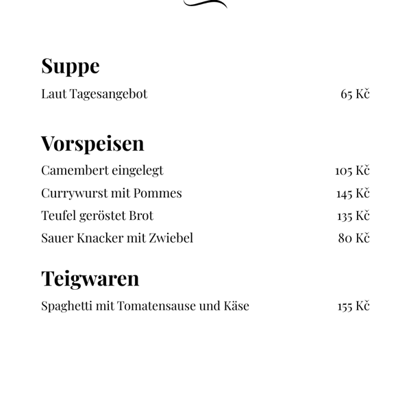 Suppe, Vorspeisen und Teigwaren