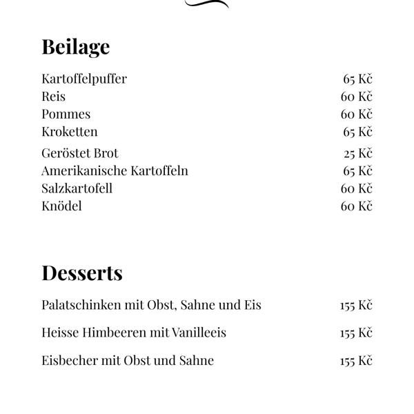 Beilage und Desserts