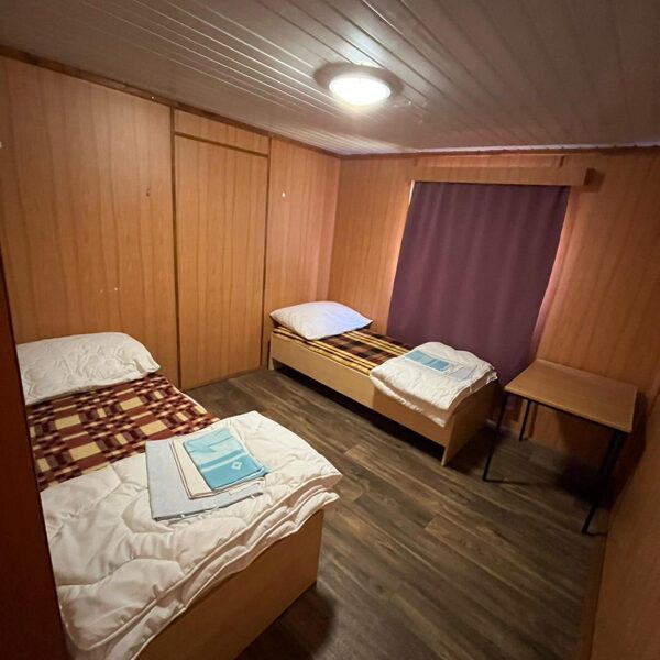 table, beds and bedding